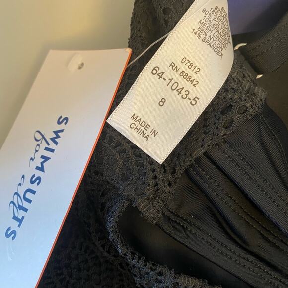 Swimsuits For All Swim Top Mesh Crochet Overlay Tankini Split Fr Underwire 8 - Picture 9 of 11